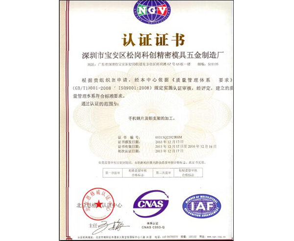 ISO证书中文版